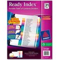 Avery Dennison Avery Ready Index T.O.C. Reference Divider, 1 to 31, 8.5"x11", 31 Tabs, White/Multi 11129